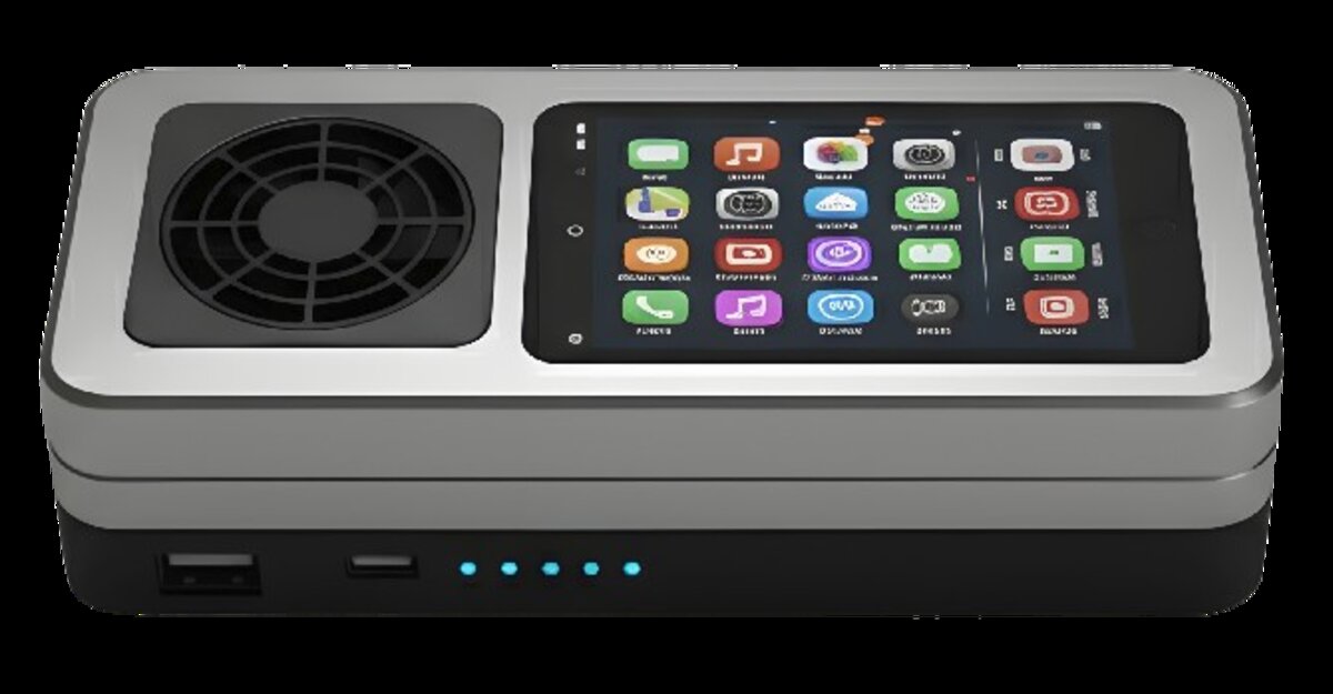 i-cool Vision chiusa, vista frontale con display e ventola